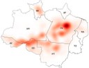 Mapa de calor das ocorrências de desmatamento - PRODES 2019