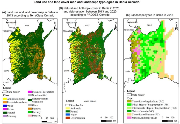 Uso e cobertura do solo na Bahia de acordo com dados do TerraClass Cerrado 2013