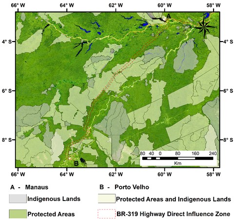 Localização geográfica da rodovia BR-319