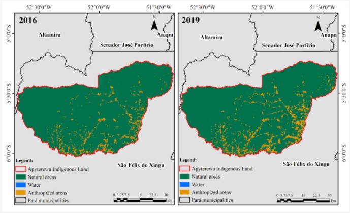 Mapas de uso e cobertura da terra da análise GEOBIA no período de Estudo na TI Apyterewa