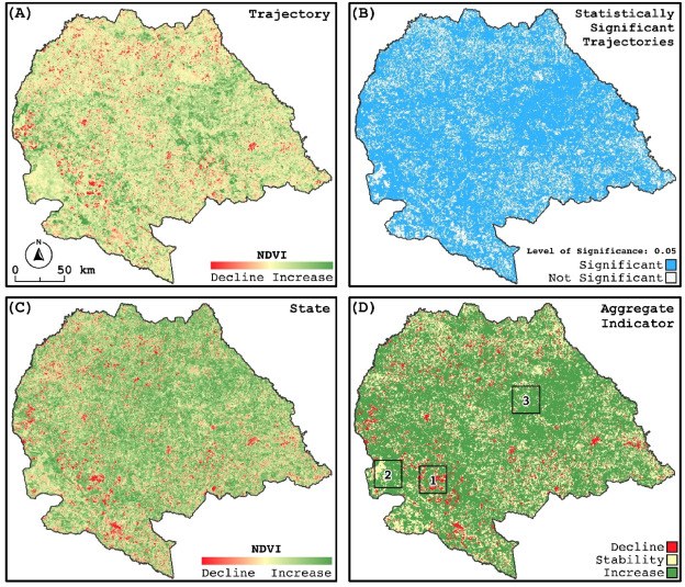 Comportamento da métrica Trajetória (2000-2020) do MODIS NDVI