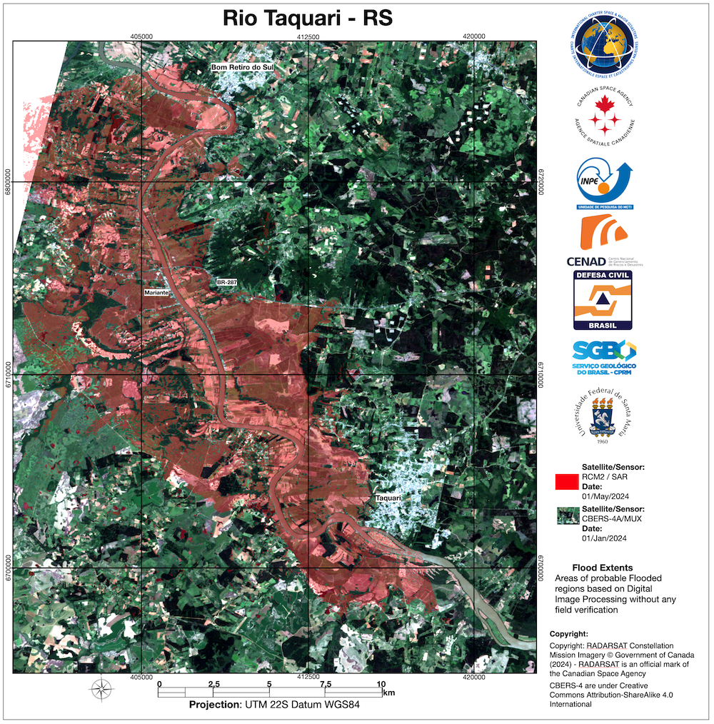 Mapa (Produto de Valor Agregado, em português) da região do Rio Taquari/RS