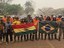 Equipes Bolívia e Brasil no combate do fogo