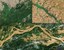 Exemplo de imagens de sensoriamento remoto orbital em ambientes aquáticos. Canto superior esquerdo: Reservatório Billings, Canto Superior Direito: Reservatório de Promissão, Inferior: Baixo Amazonas, com ênfase no Lago Grande de Curuai e Rio Amazonas.