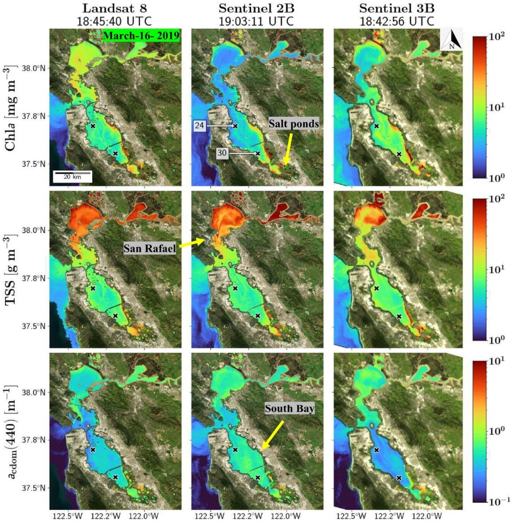 Mapas de qualidade de água da San Francisco Bay derivados de imagens dos sensores OLI, MSI e OLCI