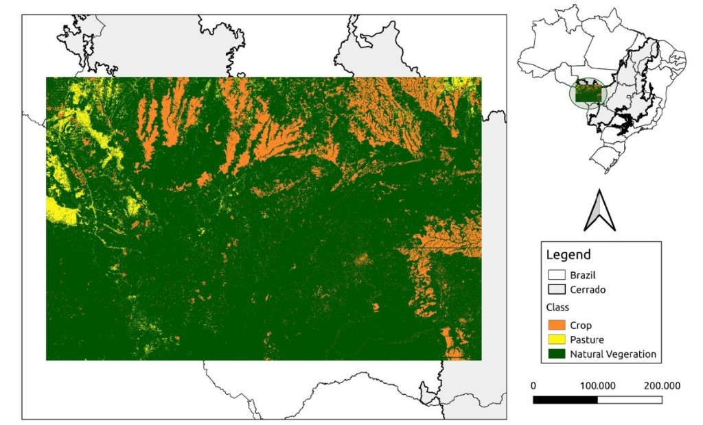 Mapa de uso e cobertura da terra da região ocidental do Bioma Cerrado usando o pacote SITS-R em protótipo do BDC