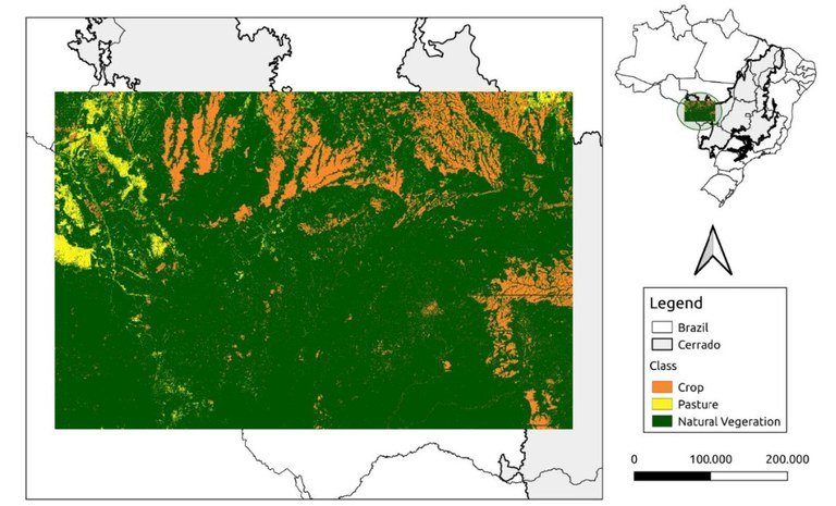 Mapa de uso e cobertura da terra da região ocidental do Bioma Cerrado usando o pacote SITS-R em protótipo do BDC