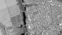 Imagem WPM – Banda pancromática, 2 m de resolução espacial, recorte de 5 km por 3 km (cidade de Primavera do Leste, MT).